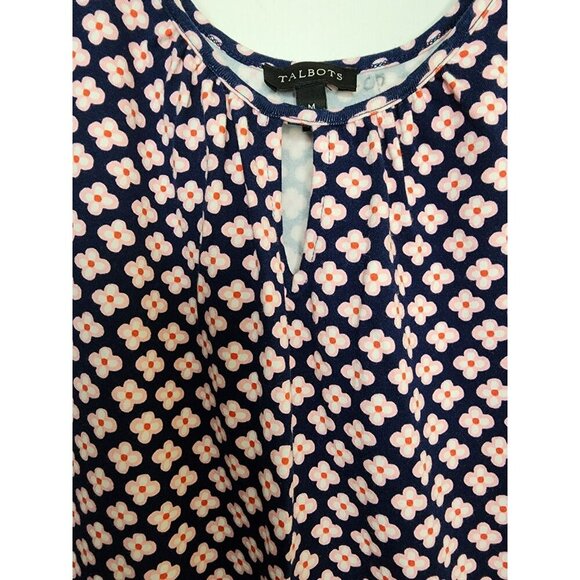 Talbots Daisy Print Jersey Maxi Dress Size Medium Navy Blue / Pink - Picture 4 of 5